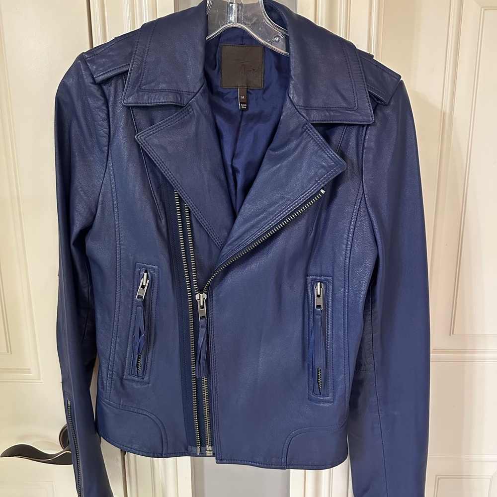 Blue Leather Women's Jacket